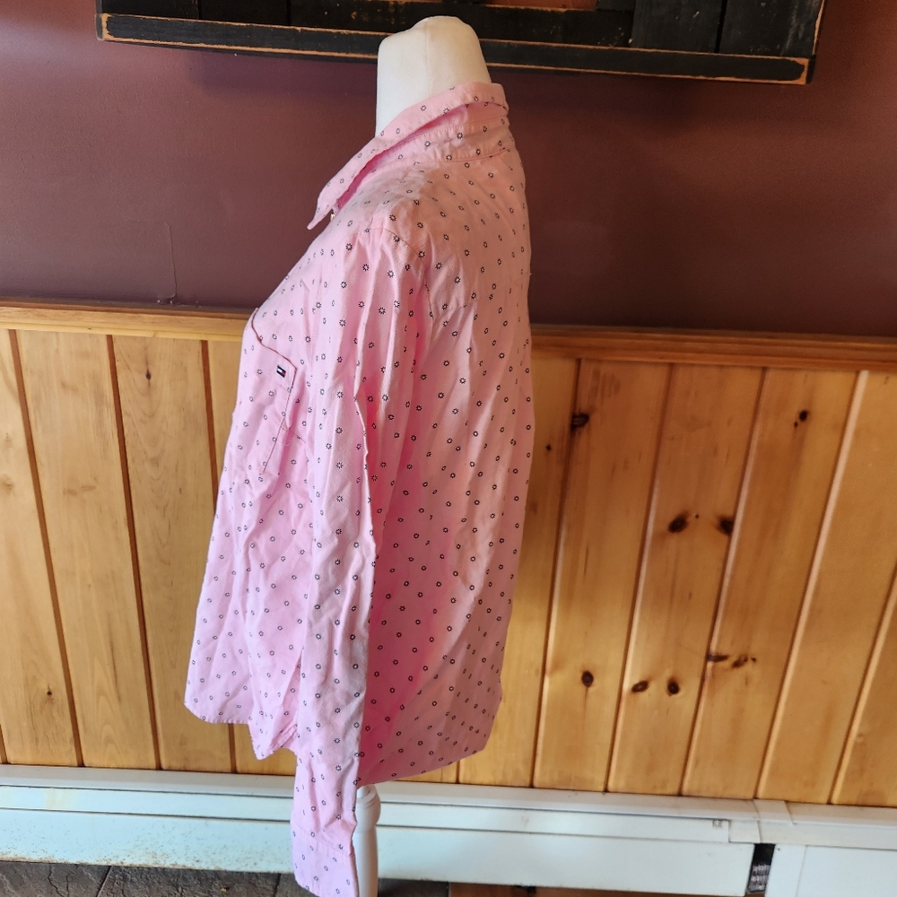 Tommy Hilfiger Pink Dot Cotton Popover Half Zipper Size XL - Picture 3 of 11